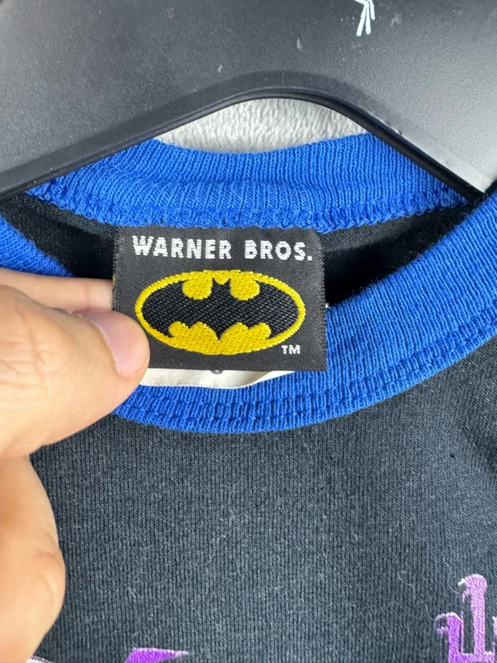 Vintage Warner Bros Batman  T Shirt Tank Top Youth Size 6‎ Black Fade 90's AOP